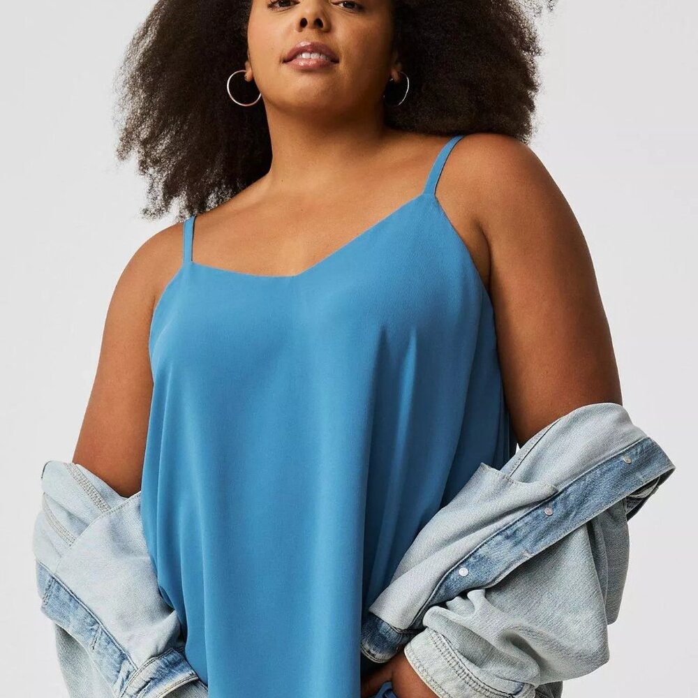 Torrid Sophie Blue Chiffon V-Neck Cami Tank Top Size 0 Adjustable Straps